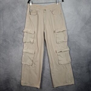 Ragged Priest Jeans Womens 28 Beige Cargo Wide Leg Utility